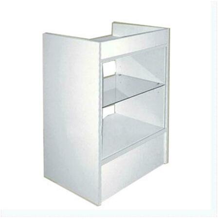 AMKO Cash Register Stand with Glass, White SCRGW